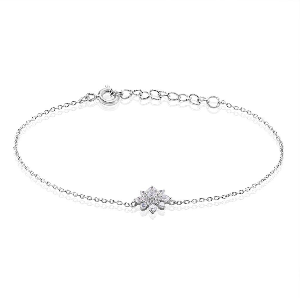 🦚 Damen Armband Silber 925 Zirkonia Blume Lorina, Armband mit Stein