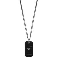 Emporio Armani Collier Emporio Armani Herren-Kette Edelstahl, Leder grau