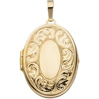 JOBO Medallionanhänger Anhänger Medaillon oval, 925 Silber vergoldet goldfarben