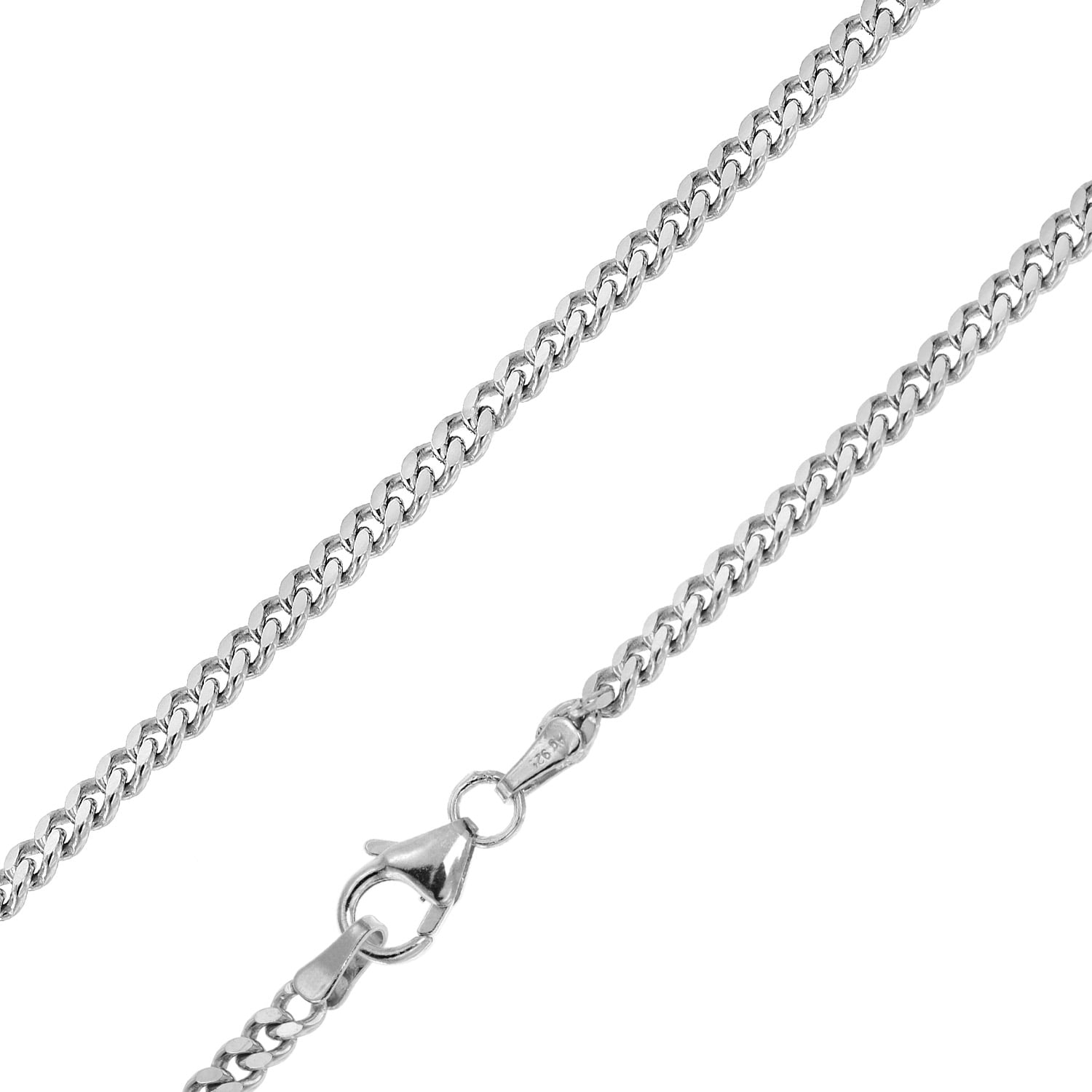trendor 15058 Herren-Halskette 925 Silber Rhodiniert Panzerkette 2,7 mm breit