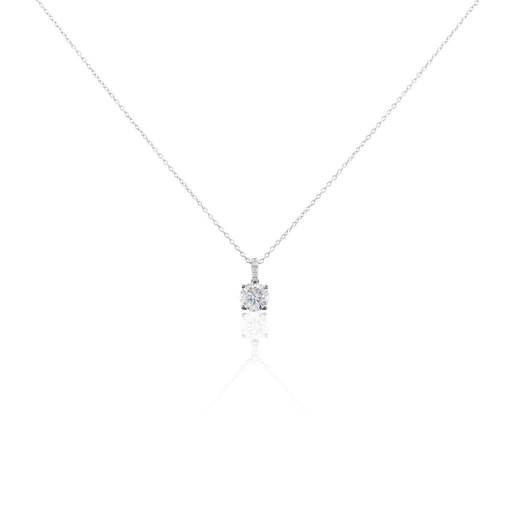 🦚 Damen Collier Silber 925 Zirkonia Paulina 1,15mm, Collier mit Stein