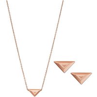 Emporio Armani Ohrring und Ketten Set Schmuckset Mulitpack Schmuck Geschenk Edelstahl Dreieck, EGS3121SET (Set, 3-tlg) goldfarben|rosa