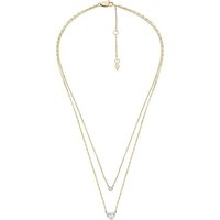 Fossil Collier Fossil Damen-Kette Edelstahl Glasstein goldfarben