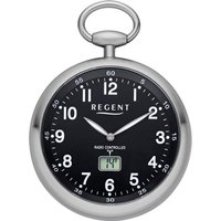 Regent Taschenuhr 18824046, (Set, 2-tlg., inkl. Kette), Quarzuhr, Herrenuhr, mit Funkempfang in Europa, Datum silberfarben
