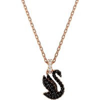 Swarovski Kette mit Anhänger Swarovski Iconic Swan, Schwan, Klein, 5678046, mit Emaille - mit Swarovski® Kristall goldfarben|schwarz