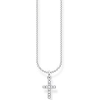 THOMAS SABO Kette mit Anhänger Kreuz pavé, KE2069-051-14-L45V, mit Zirkonia (synth) silberfarben