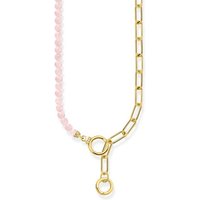 THOMAS SABO Kette mit Anhänger Thomas Sabo Kette KE2193-414-9-L47V Silber vergoldet Rosenquarz Beads gelb