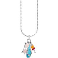 THOMAS SABO Kette mit Anhänger Triple-Anhänger Sonnenbrille, Zehentrenner, Eis, KE2228-340-7-L45V, mit Glas-Keramik Stein, Zirkonia (synth), Glas-Keramik Stein blau|bunt|rosa|rot|silberfarben