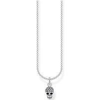 THOMAS SABO Kette mit Anhänger Totenkopf, KE2073-051-14-L45V, mit Zirkonia (synth) silberfarben