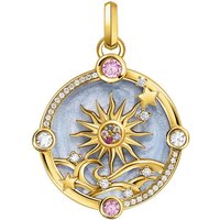 THOMAS SABO Kettenanhänger blau mit Sonne und bunten Steinen, PE960-471-1, mit Glas-Keramik Stein, Korund (synth), Zirkonia (synth) blau|gelb|goldfarben|lila|rosa|rot