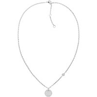 Tommy Hilfiger Kette mit Anhänger Schmuck Edelstahl Halsschmuck Ankerkette, mit Glasstein silberfarben