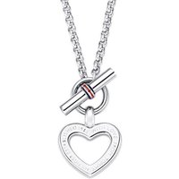 Tommy Hilfiger Kette mit Anhänger Schmuck Edelstahl Halsschmuck Erbskette VALENTINS DAY, mit Emaille silberfarben