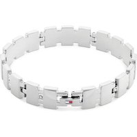 Tommy Hilfiger Armband Schmuck Edelstahl Armschmuck Gliederkette, mit Glasstein silberfarben