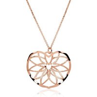 Unique Kettenanhänger Kette Herzornament 925er Silber rosé rosa