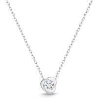 Unique Collier 585er Weißgold-Collier Blume mit 1 Diamanten 0,1650 ct. silberfarben