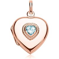 Unique Kettenanhänger Herz-Medaillon mit blauem Stein rosé SP0776 rosa
