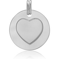 Unique Kettenanhänger Runder Anhänger mit Herzsymbol 925er Silber SP0735 silberfarben