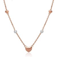 Unique Kettenanhänger Kette Herzen Perlen Sterlingsilber rosévergoldet rosa