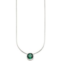 Bruno Banani Kette mit Anhänger Schmuck Geschenk Silber 925 Halsschmuck Halskette Schlangenkette Stein, mit Zirkonia (synth), Korund (synth) oder Spinell (synth) grün|silberfarben
