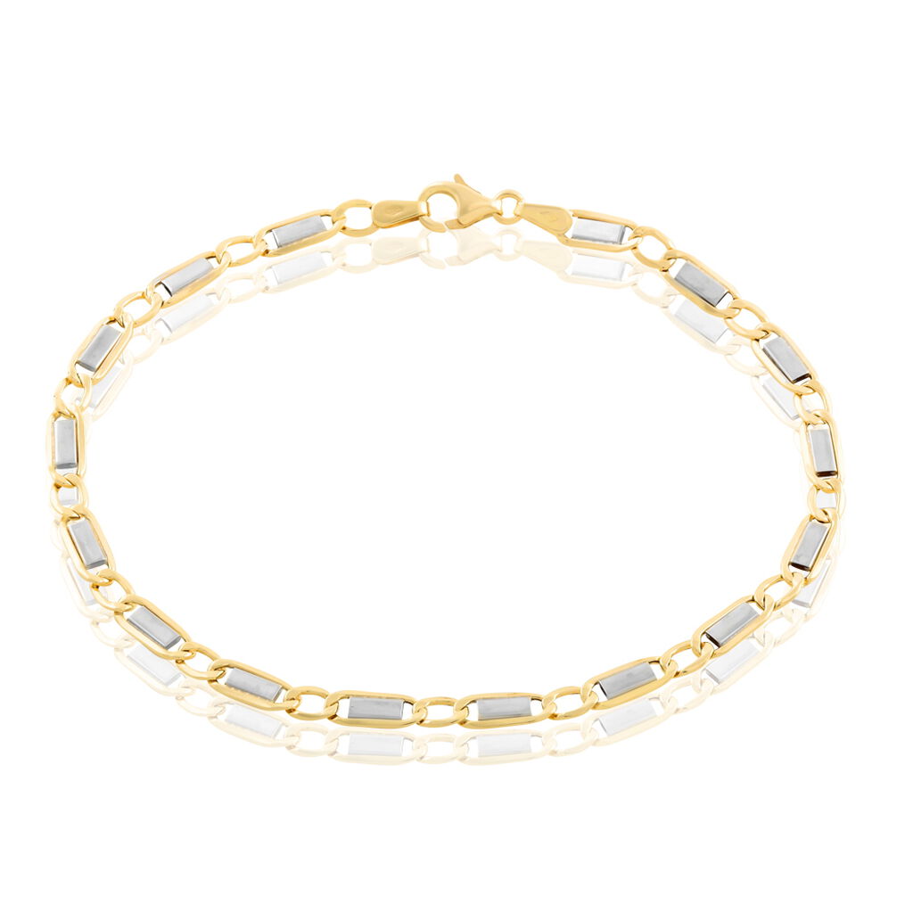 🦚 Herrenarmband Ankerkette Gold 375 Bicolor , Armkette ohne Stein