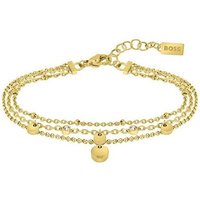 BOSS Armband Schmuck Edelstahl Armschmuck Ankerkette IRIS, mit Glasstein gelb|goldfarben