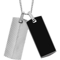 Fossil Collier Fossil Herren-Kette Edelstahl Onyx silberfarben