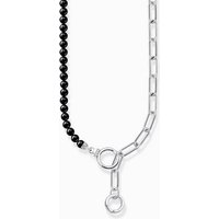 THOMAS SABO Collier Collier aus Onyx-Beads und Gliederkette mit weißen Steinen Silber silberfarben
