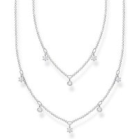 THOMAS SABO Kette mit Anhänger doppel weiße Steine silber, KE2072-051-14-L45V, mit Zirkonia (synth) silberfarben
