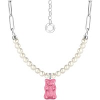 THOMAS SABO Kette mit Anhänger THOMAS SABO x HARIBO Schmuck: Gliedercollier mit Goldbär, mit Kristallglas - mit Süßwasserzuchtperle rosa|silberfarben