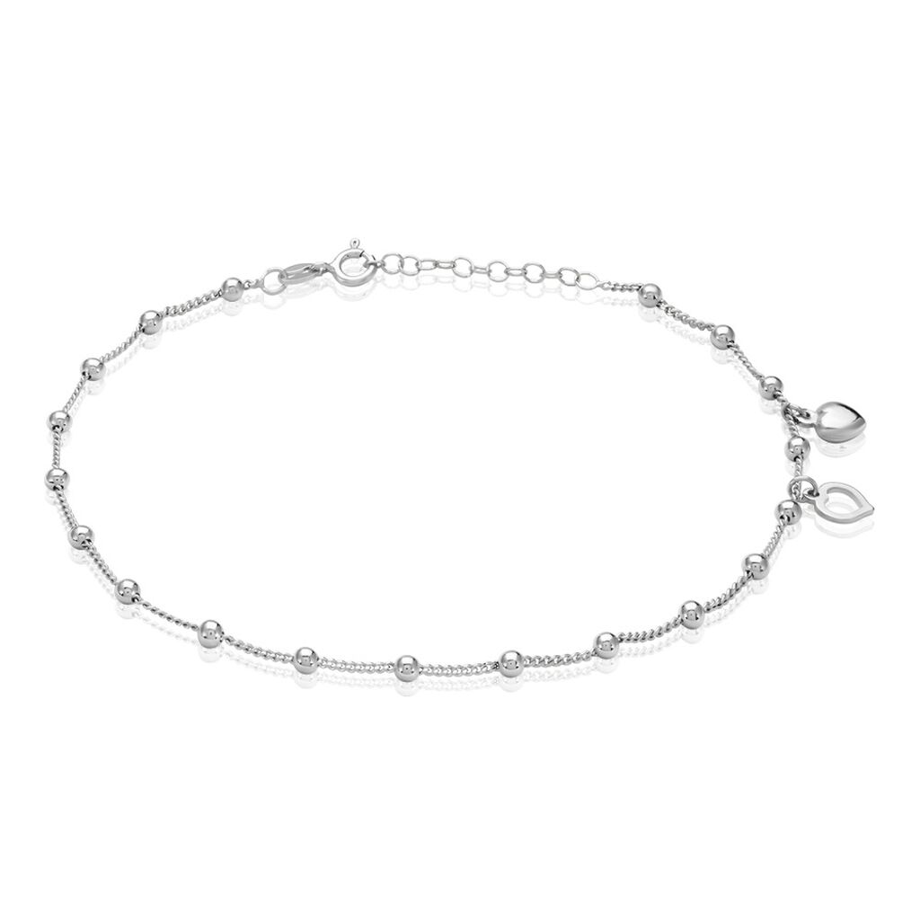 🦚 Damen Fußkettchen Silber 925 Herz Kugeln, Fußkette ohne Stein