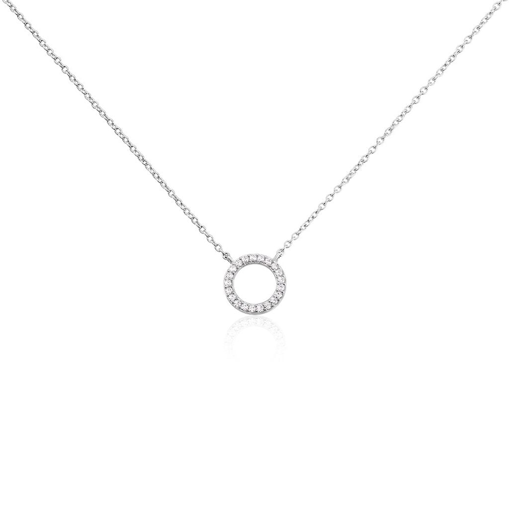 🦚 Damen Collier Silber 925 Zirkonia Kreis Lilyana 1,20mm, Collier mit Stein