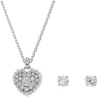 Swarovski Ohrring und Ketten Set Schmuckset Multipack Schmuck Geschenk Hyperbola Herz, 5684383 (Set, 3-tlg), mit Swarovski® Kristallen silberfarben