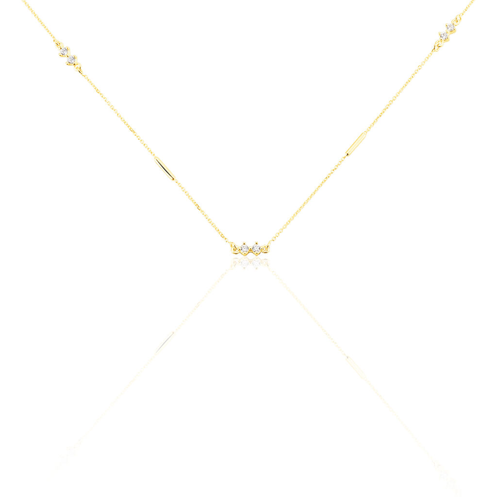 🦚 Damen Halskette Gold 375 Zirkonia, Collier mit Stein