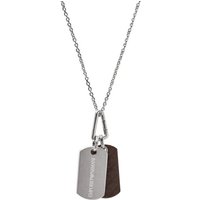 Emporio Armani Collier Emporio Armani Herren-Kette Edelstahl, Leder silberfarben