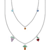 THOMAS SABO Kette mit Anhänger bunte Früchte silber, KE2098-477-7-L45V, mit Glas-Keramik Stein, Zirkonia (synth) orange|silberfarben