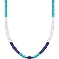 THOMAS SABO Kette ohne Anhänger mit blauen Steinen, KE2159-058-7-L38V, mit Achat, Lapislazuli, Türkis-Imitat blau|silberfarben