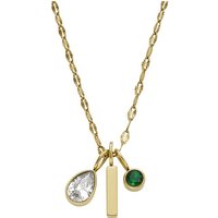 Fossil Collier Fossil Damen-Kette Edelstahl Glasstein goldfarben