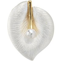 JOBO Perlenanhänger Anhänger Blatt mit Perle, 925 Silber bicolor mit Süßwasser-Zuchtperle silberfarben