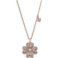 Emporio Armani Kette mit Anhänger Schmuck Geschenk Silber 925 Halskette Kleeblatt, EG3609221, mit Zirkonia (synth) goldfarben