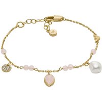 Emporio Armani Armband Schmuck Geschenk Metall Armkette Gliederarmband, EGS3118710, mit Rosenquarz, Zirkonia (synth) - mit Süßwasserzuchtperle gelb|goldfarben|rosa