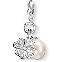 THOMAS SABO Kettenanhänger Charm Kleeblatt Perle (Set) silberfarben