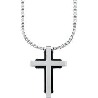 s.Oliver Kette mit Anhänger Halskette Kreuz, 9076956 schwarz|silberfarben