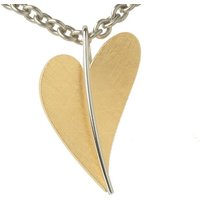 Herzanhänger Damen anhänger Herz Edelstahl gekratzt 20 x 30 mm goldfarben