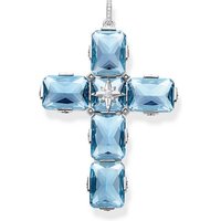 THOMAS SABO Kreuzanhänger Thomas Sabo Kreuz große blaue Steine mit Stern PE881-644-31 Anhänger