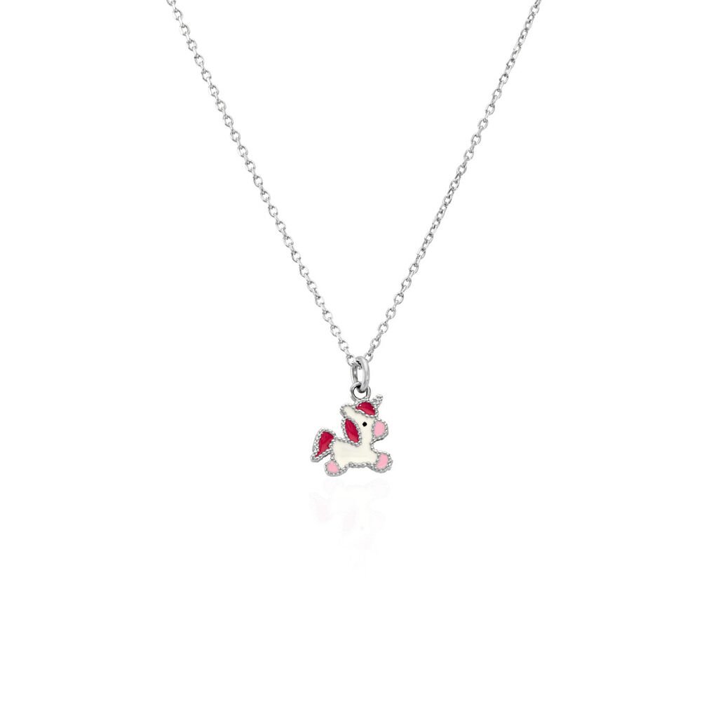 🦚 Kinder Collier Silber 925 Tiere Unicorn 3,8cm 10mm, Collier ohne Stein