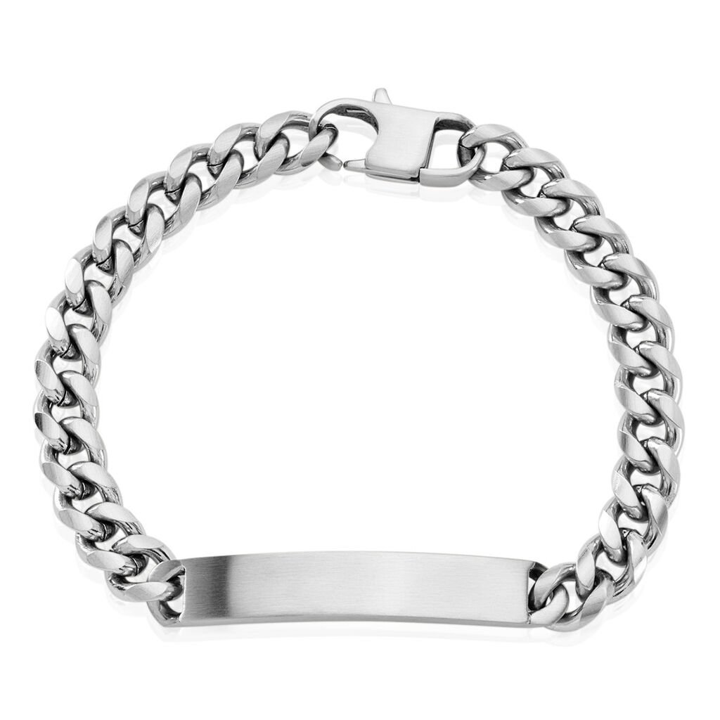 🦚 Herren ID Armband Edelstahl Mateo 2,1cm 80mm, ID Armband ohne Stein