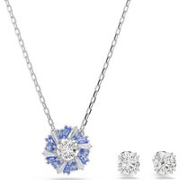 Swarovski Kette mit Anhänger Swarovski Halskette & Ohrstecker Idyllia Set 5685437 rhodiniert, Blau silberfarben