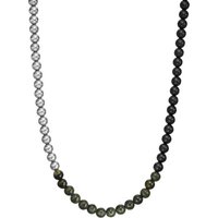 ARMANI EXCHANGE Edelstahlkette Schmuck Geschenk Halsschmuck Halskette Kugeln, AXG0140040, mit Achat, Serpentin grün|schwarz