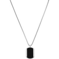 s.Oliver Edelstahlkette für Herren, Edelstahl, Achat (1-tlg., Kette mit Anhänger) schwarz