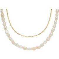 Fossil Collier Fossil Damen-Kette Edelstahl Süßwasserperle goldfarben